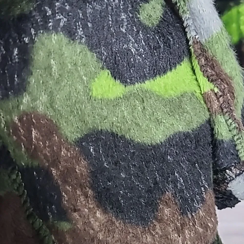 Camo Bathrobe Boys L 10/12 Faux Fur Fleece Sleepwear Robe Plush Camoflauge